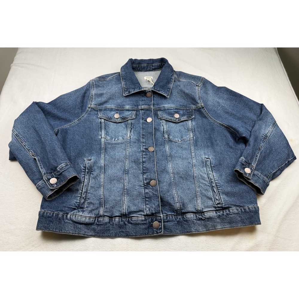 A.N.A. A New Approach Size 3X Trucker Jean Denim Jacket Blue Dark Rinse NWT